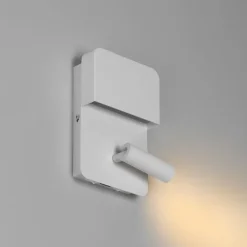 QAZQA Wandlamp wit incl. LED met USB en leeslamp met schakelaar - Robin