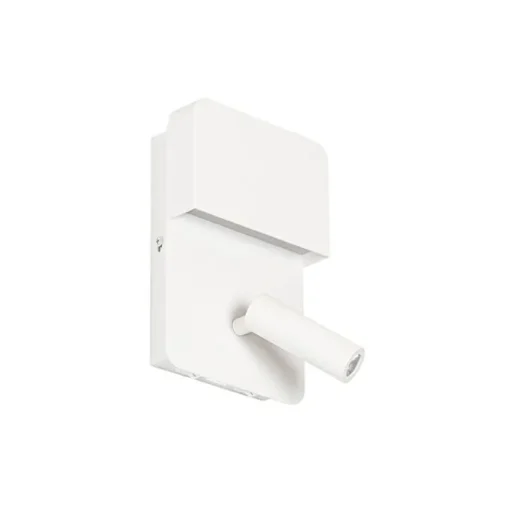 QAZQA Wandlamp wit incl. LED met USB en leeslamp met schakelaar - Robin