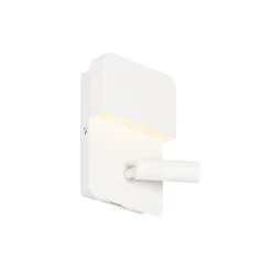 QAZQA Wandlamp wit incl. LED met USB en leeslamp met schakelaar - Robin