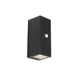 QAZQA Wandlamp zwart 2-lichts IP44 met bewegingssensor - Baleno