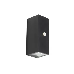 QAZQA Wandlamp zwart 2-lichts IP44 met bewegingssensor - Baleno