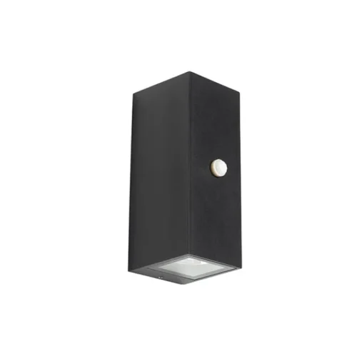 QAZQA Wandlamp zwart 2-lichts IP44 met bewegingssensor - Baleno