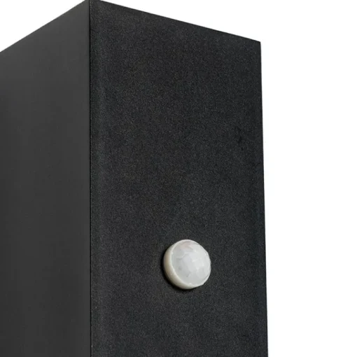 QAZQA Wandlamp zwart 2-lichts IP44 met bewegingssensor - Baleno