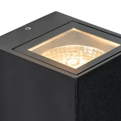 QAZQA Wandlamp zwart 2-lichts IP44 met bewegingssensor - Baleno