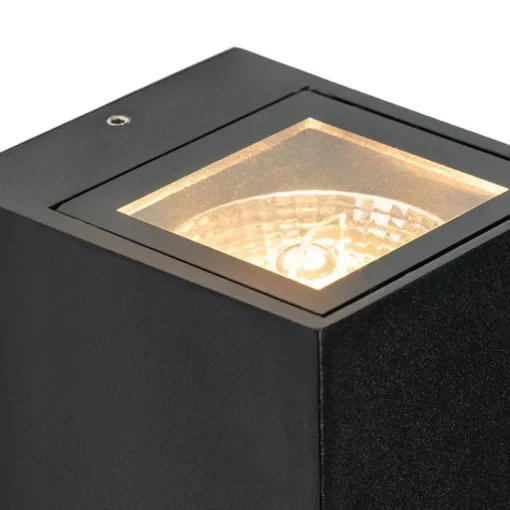 QAZQA Wandlamp zwart 2-lichts IP44 met bewegingssensor - Baleno