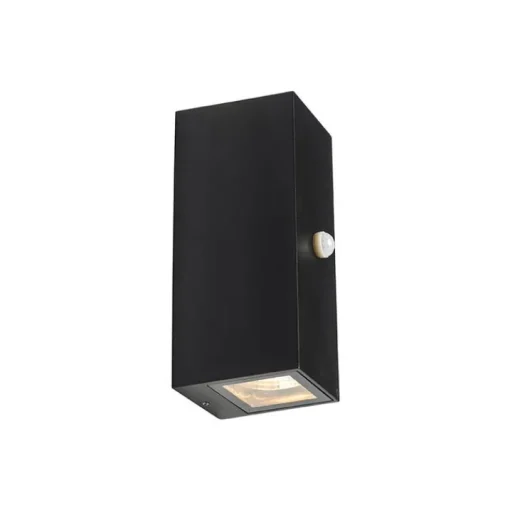 QAZQA Wandlamp zwart 2-lichts IP44 met bewegingssensor - Baleno