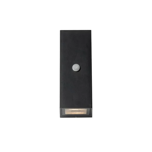 QAZQA Wandlamp zwart 2-lichts IP44 met bewegingssensor - Baleno