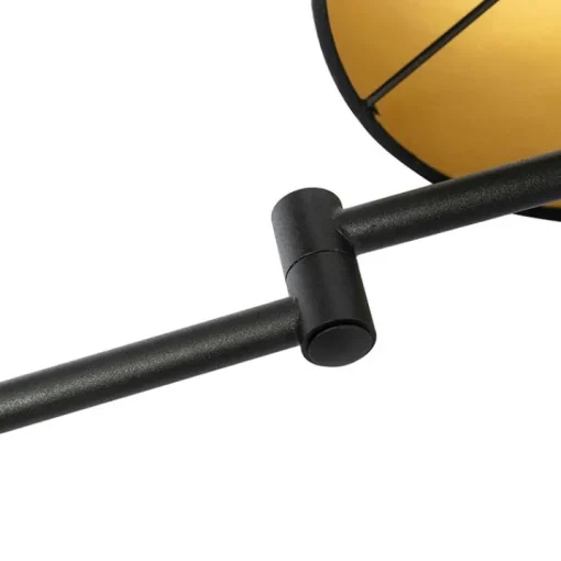 QAZQA Wandlamp zwart met zwarte kap en verstelbare arm - Ladas Deluxe