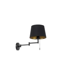 QAZQA Wandlamp zwart met zwarte kap en verstelbare arm - Ladas Deluxe