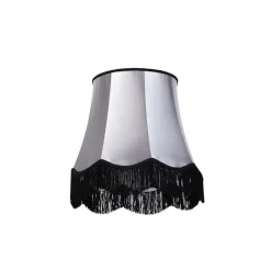QAZQA Zijden lampenkap zwart met grijs 45 cm - Granny